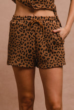 Load image into Gallery viewer, BiBi Leopard Knit Shorts in Camel/Black
