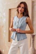Load image into Gallery viewer, So Me Slim Fit Button Front Vest in Denim
