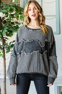 Oli & Hali Mixed Fabric Top in Black Shirts & Tops Oli & Hali   