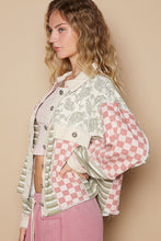 Load image into Gallery viewer, POL Vintage Washed Mixed Prints Jacket in Olive/Pink
