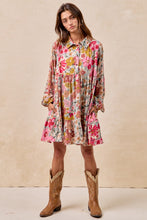 Load image into Gallery viewer, BiBi Floral Print Button Front Mini Dress in Rose Mix
