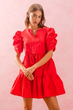 Load image into Gallery viewer, So Me Solid Color Tiered Dress in Red
