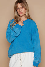 Load image into Gallery viewer, POL Vintage Washed Terry Knit top in Pacific Blue
