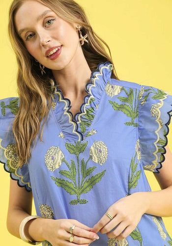 Umgee Bold Floral Print Mini Dress in Periwinkle Mix