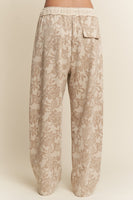 J.nna Textured Floral Print Pants in Multi Taupe