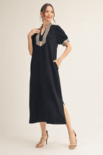 Load image into Gallery viewer, Jodifl Solid Color Midi Dress with Contrasting Classic Check in Black
