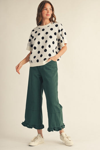 Jodifl Polka Dot Comfy Sweater Top In Cream