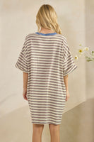 Veveret OVERSIZED Striped T-Shirt Dress in Cream