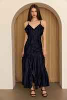 Storia Cascade Ruffle Maxi Dress in Navy