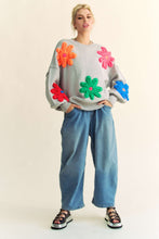 Load image into Gallery viewer, Davi &amp; Dani 3D Floral Patched Sweater in Silver
