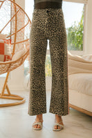 BiBi Leopard Print Pants with Contrasting Side Stripes in Leopard/Pink ON ORDER