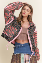 Load image into Gallery viewer, J.nna Mixed Print Quilted Puffer Jacket in Rose Garden
