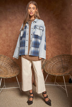 Load image into Gallery viewer, Davi &amp; Dani Mix n Match Plaid and Denim Shacket in Light Denim
