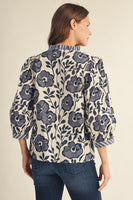 Jodifl Ruffled Neckline Floral Top in Beige