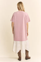 Davi & Dani Garden Of Whimsy Cat Graphic Tee Dress in Rose Pink