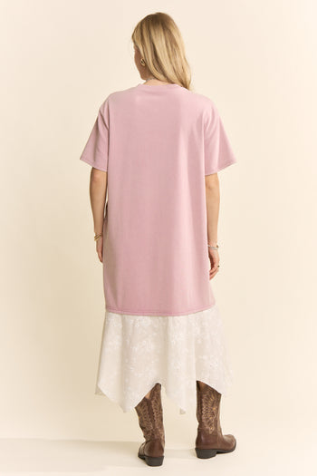 Davi & Dani Garden Of Whimsy Cat Graphic Tee Dress in Rose Pink