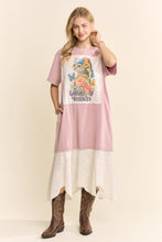Load image into Gallery viewer, Davi &amp; Dani Garden Of Whimsy Cat Graphic Tee Dress in Rose Pink
