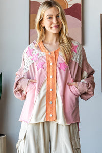 Oli & Hali Color Block Star Patched Jacket in Pink