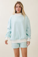 Veveret Mock Neck Striped Sweatshirt in Mint