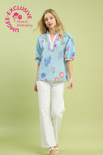 Load image into Gallery viewer, Umgee Floral Print Top with Scallop Trim Collar in Seafoam

