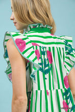 Load image into Gallery viewer, Umgee Mix Striped Floral Midi Dress in Green Mix
