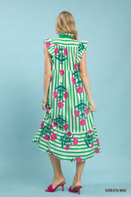 Load image into Gallery viewer, Umgee Mix Striped Floral Midi Dress in Green Mix
