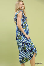 Load image into Gallery viewer, Umgee Mix Striped Floral Midi Dress in Ocean Mix
