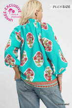 Load image into Gallery viewer, Umgee Boho Floral Print Tunic Top in Aqua
