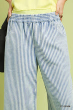 Load image into Gallery viewer, Umgee Stone Wash Stripe Wide-Leg Pants in Light Denim
