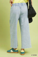 Load image into Gallery viewer, Umgee Stone Wash Stripe Wide-Leg Pants in Light Denim
