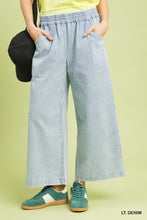 Load image into Gallery viewer, Umgee Stone Wash Stripe Wide-Leg Pants in Light Denim

