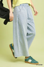 Load image into Gallery viewer, Umgee Stone Wash Stripe Wide-Leg Pants in Light Denim
