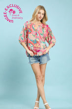Load image into Gallery viewer, Umgee Paisley Print V Neck Top in Pink Mix ON ORDER
