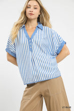 Load image into Gallery viewer, Umgee OVERSIZED Striped Top in Light Blue
