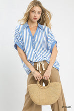 Load image into Gallery viewer, Umgee OVERSIZED Striped Top in Light Blue
