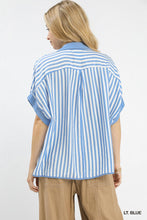 Load image into Gallery viewer, Umgee OVERSIZED Striped Top in Light Blue

