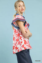 Load image into Gallery viewer, Umgee Floral Split Neck Top in Pink
