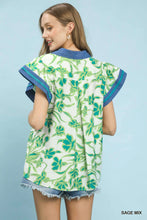 Load image into Gallery viewer, Umgee Floral Split Neck Top in Sage

