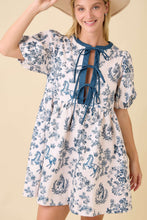 Load image into Gallery viewer, Main Strip Vintage Horse Toile Print Denim Mini Dress in Dark Navy
