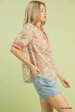 Load image into Gallery viewer, Umgee Mix Floral Puff Sleeve Top with Contrast Trim in Cream Mix

