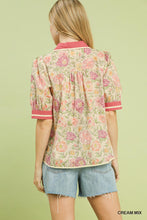 Load image into Gallery viewer, Umgee Mix Floral Puff Sleeve Top with Contrast Trim in Cream Mix
