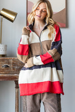 Load image into Gallery viewer, Oli &amp; Hali Color Block Mixed Fabric Pullover Top in Navy Combo
