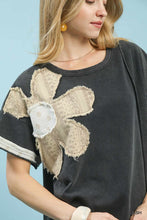 Load image into Gallery viewer, Umgee French Terry Flower Patched Top in Ash
