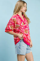 Umgee Boho Print Top in Fuchsia Mix