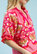 Load image into Gallery viewer, Umgee Boho Print Top in Fuchsia Mix
