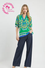 Load image into Gallery viewer, Umgee Boho Print Top in Green Mix ON ORDER
