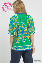 Load image into Gallery viewer, Umgee Boho Print Top in Green Mix ON ORDER
