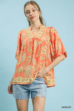 Load image into Gallery viewer, Umgee Boho Floral Print Top in Apricot
