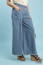 Load image into Gallery viewer, Umgee Stone Washed Wide Leg Pants in Light Denim
