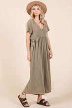 Load image into Gallery viewer, Mittoshop Mineral Washed Jumpsuit in Olive
